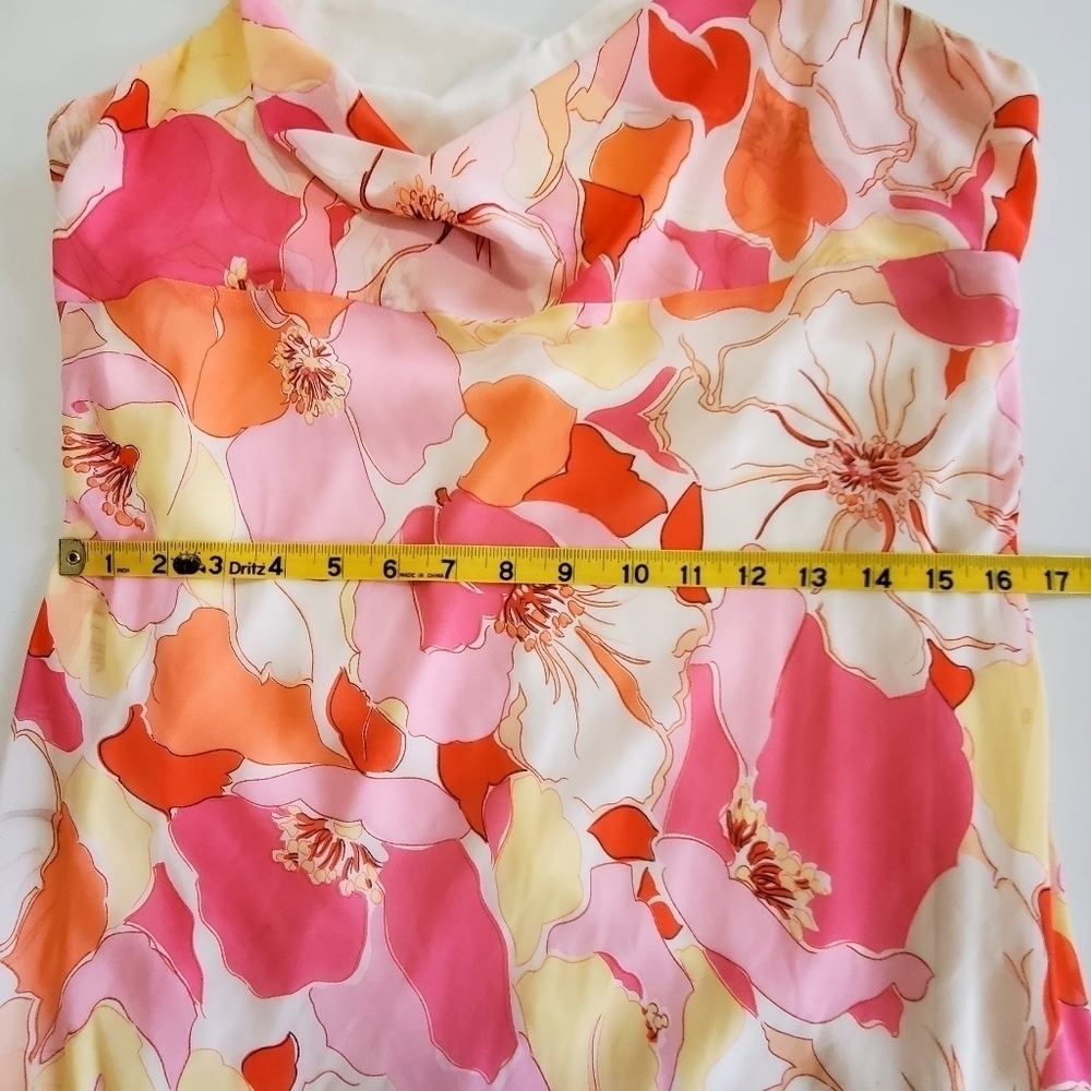 1204 * Alyn Paige New York Floral Hankerchielf Hem Dress Pink Size 13/14 - Picture 6 of 7